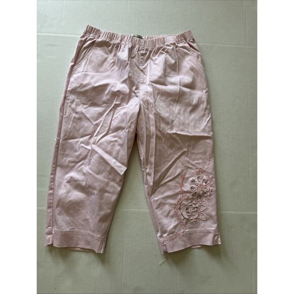 Draper’s & Damon Pull On Capris Petite 16P Pastel Pink Embroidered Flower - Picture 1 of 8